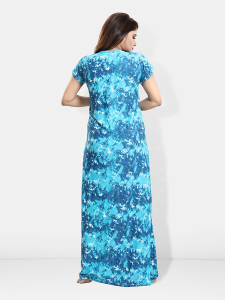 Be You Abstract Printed Maxi Satin Maternity Nightdress