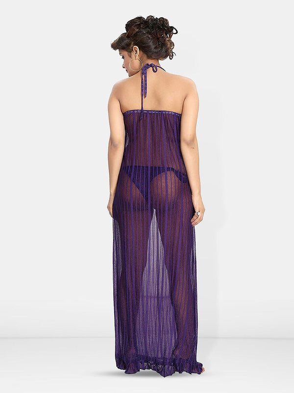 Be You Halter Neck Net Baby Doll With Briefs