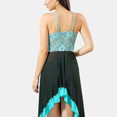 Be You Self Design Sleeveless Net Baby Doll With Brief