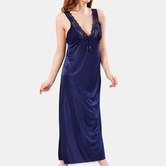 Be You V Neck Lace Satin Maxi Nightdress With Robe