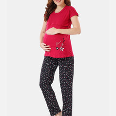 Be You Conversational Printed Maternity Night Suit