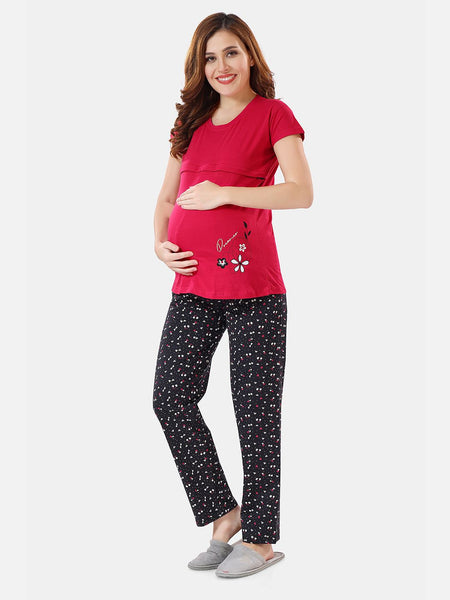 Be You Conversational Printed Maternity Night Suit