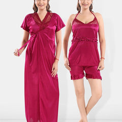 Be You Shoulder Straps Satin Top With Shorts &Robe