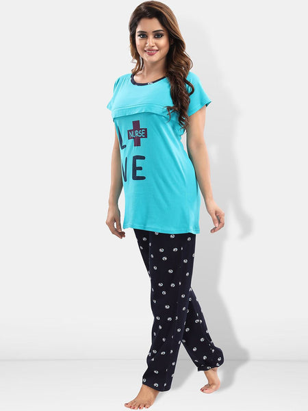 Be You Typography Printed Maternity Night Suit