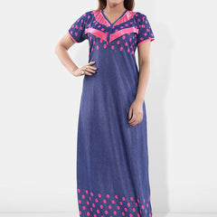 Be You Polka Dots Printed V-Neck Satin Maternity Maxi Nightdress