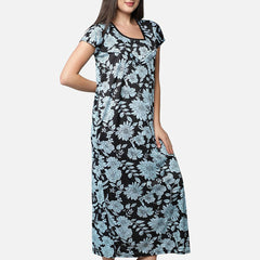 Be You Blue Printed Maxi Maternity Nightdress