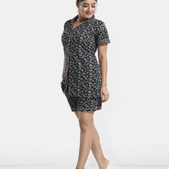Be You Lapel Collar Ethnic Motifs Printed Night suit