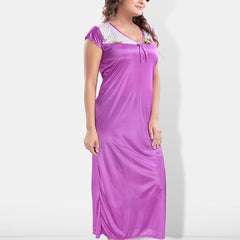 Be You Printed Round Neck Satin Maxi Nightdress With Robe