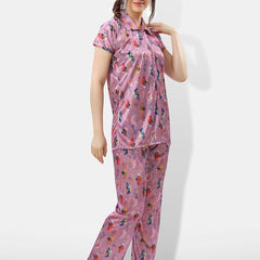 Be You Printed Satin Shirt With Pyjamas