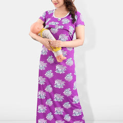 Be You Floral Printed Satin Maternity Maxi Sweat Nightdress