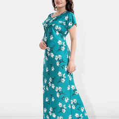 Be You Floral Printed Maxi Satin Maternity Nightdress