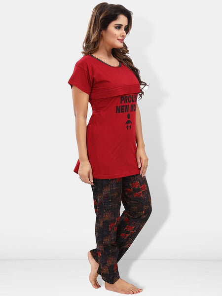 Be You Typography Printed Maternity Night Suit