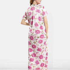 Be You Floral Self Design Satin Cami With Skirt & Robe