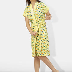 Be You Women Printed Cotton Anti-bacterial Super Soft Bath Robe With Belt