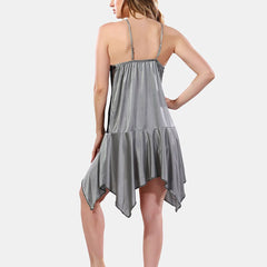 Be You Solid Lace Details Satin Nighty with Robe
