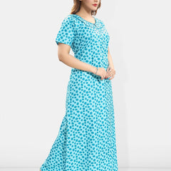 Be You Polka Dots Printed Pure Cotton Maxi Nightdress