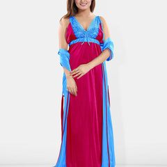 Be You V-Neck Satin Maxi Wrap Nightdress With Robe