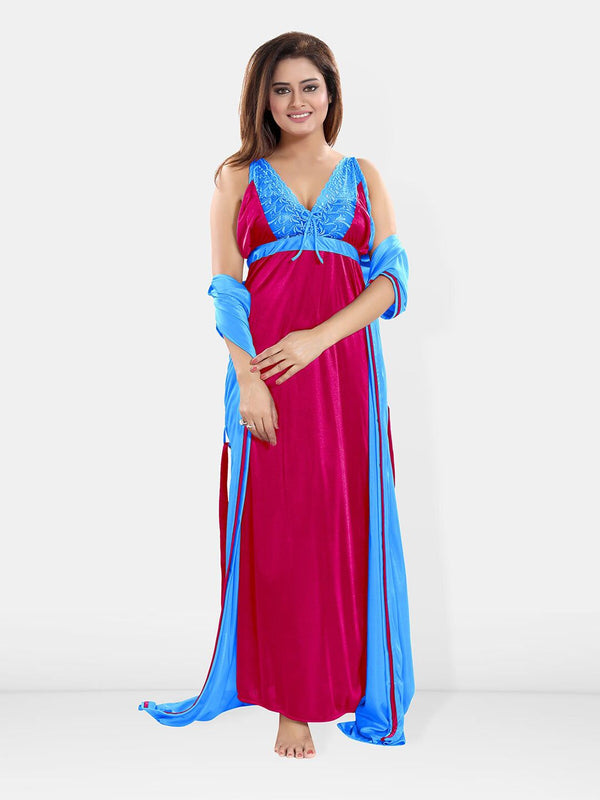 Be You V-Neck Satin Maxi Wrap Nightdress With Robe