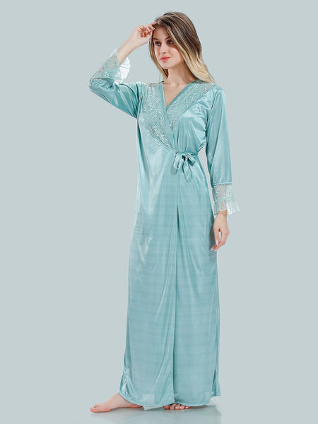 Be You V-Neck Satin Maxi Nightdress With Robe