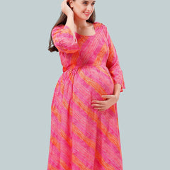 Be You Women Striped Bell Sleeves Maternity Kurta