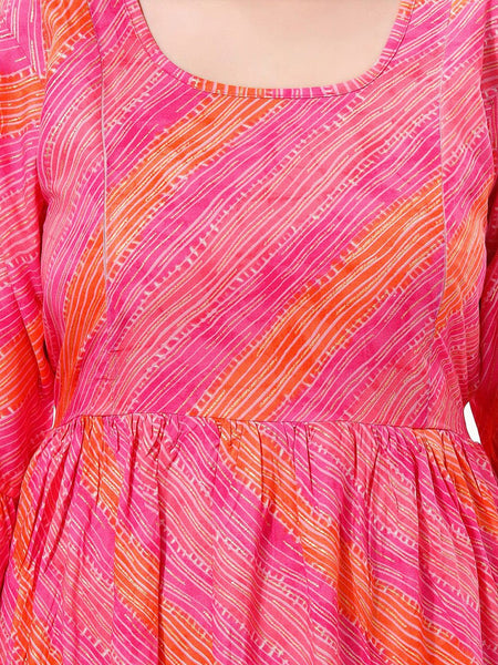 Be You Women Striped Bell Sleeves Maternity Kurta