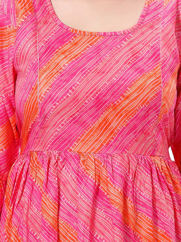 Be You Women Striped Bell Sleeves Maternity Kurta