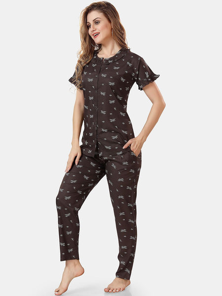 Be You Floral Printed Shirt And Pyjama Night Suit
