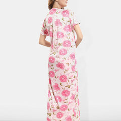 Be You Printed V-Neck Satin Maxi Wrap Nightdress