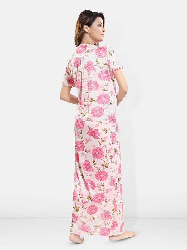 Be You Printed V-Neck Satin Maxi Wrap Nightdress