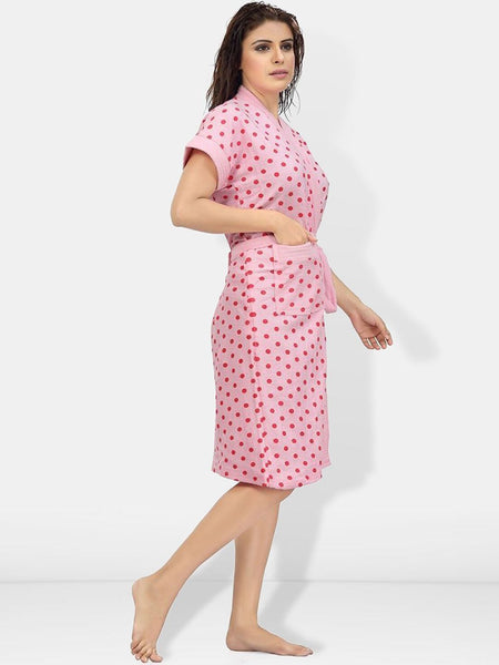 Be You Women Printed Cotton Anti-bacterial Super Soft Bath Robe With Belt