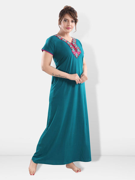 Be You Floral Embroidered V-Neck Maxi Nightdress