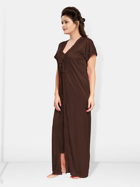 Be You V-Neck Satin Maxi Nightdress With Robe