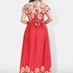 Be You Printed V-Neck Satin Maternity Maxi Nightdress
