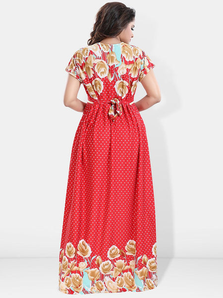 Be You Printed V-Neck Satin Maternity Maxi Nightdress