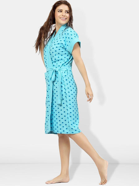 Be You Women Printed Cotton Anti-bacterial Super Soft Bath Robe With Belt