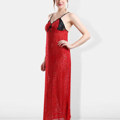 Be You Self Designed Shoulder Straps Satin Maxi Nightdress With Robe
