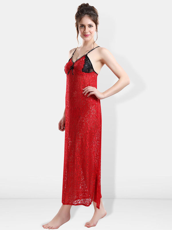 Be You Self Designed Shoulder Straps Satin Maxi Nightdress With Robe