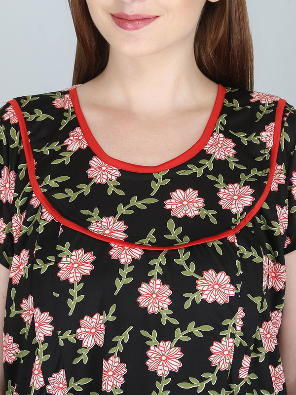 Be You Women Printed Maternity Maxi Nightdress
