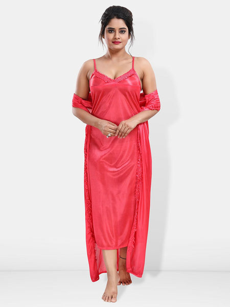 Be You Shoulder Straos Lace Detail Maxi Nightdress With Robe