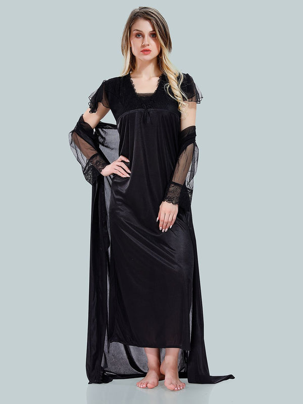 Be You V-Neck Satin Maxi Nightdress With Robe