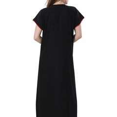 Be You Black Embroidered Maxi Nightdress