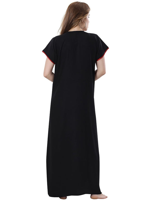 Be You Black Embroidered Maxi Nightdress