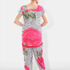 Be You Women Pink & White Printed Night suit