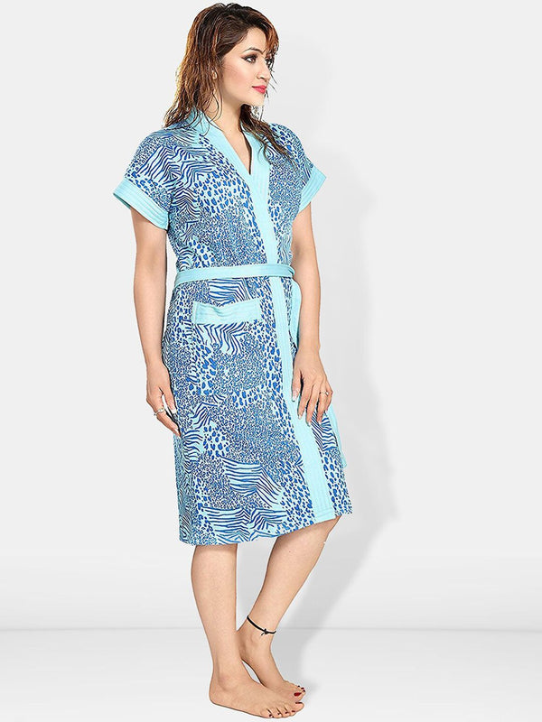 Be You Women Printed Cotton Anti-bacterial Super Soft Bath Robe With Belt