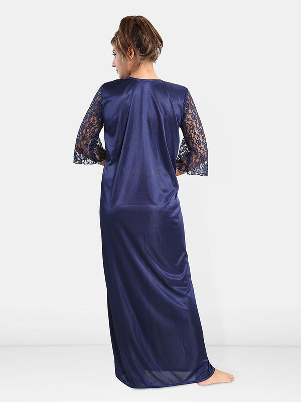 Be You Solid Satin Night Gowns For Women Maxi Nightdress