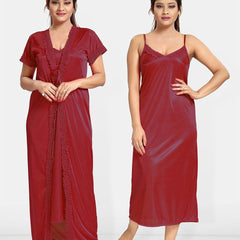 Be You Women Satin Maxi Nightdress With Robe