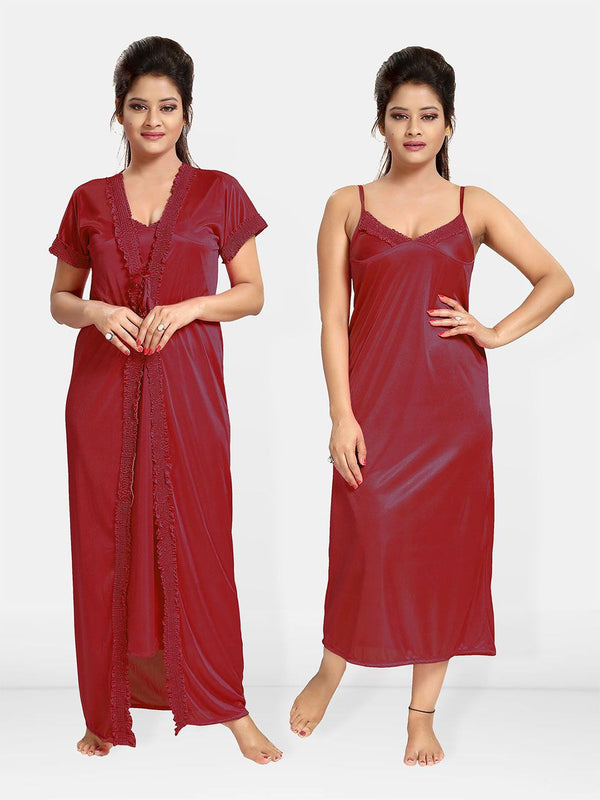 Be You Women Satin Maxi Nightdress With Robe