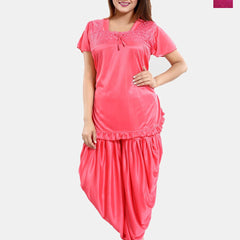 Be You Pack Of 2 Short Sleeves Satin Top & Patiyala
