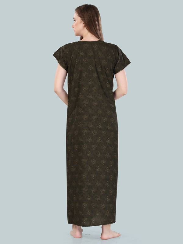 Be You Green Printed Maxi Nightdress