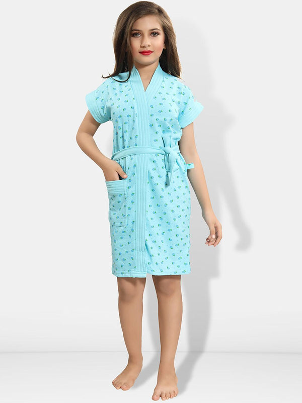 Be You Blue Conversational Cotton Drawstring Knee Length Bath Robe